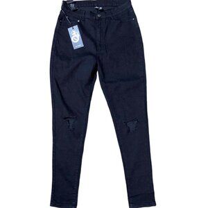 Sz.2X*BOB Jeans*NWT-Black Denim Skinny Jeans W/ Holes at Knees